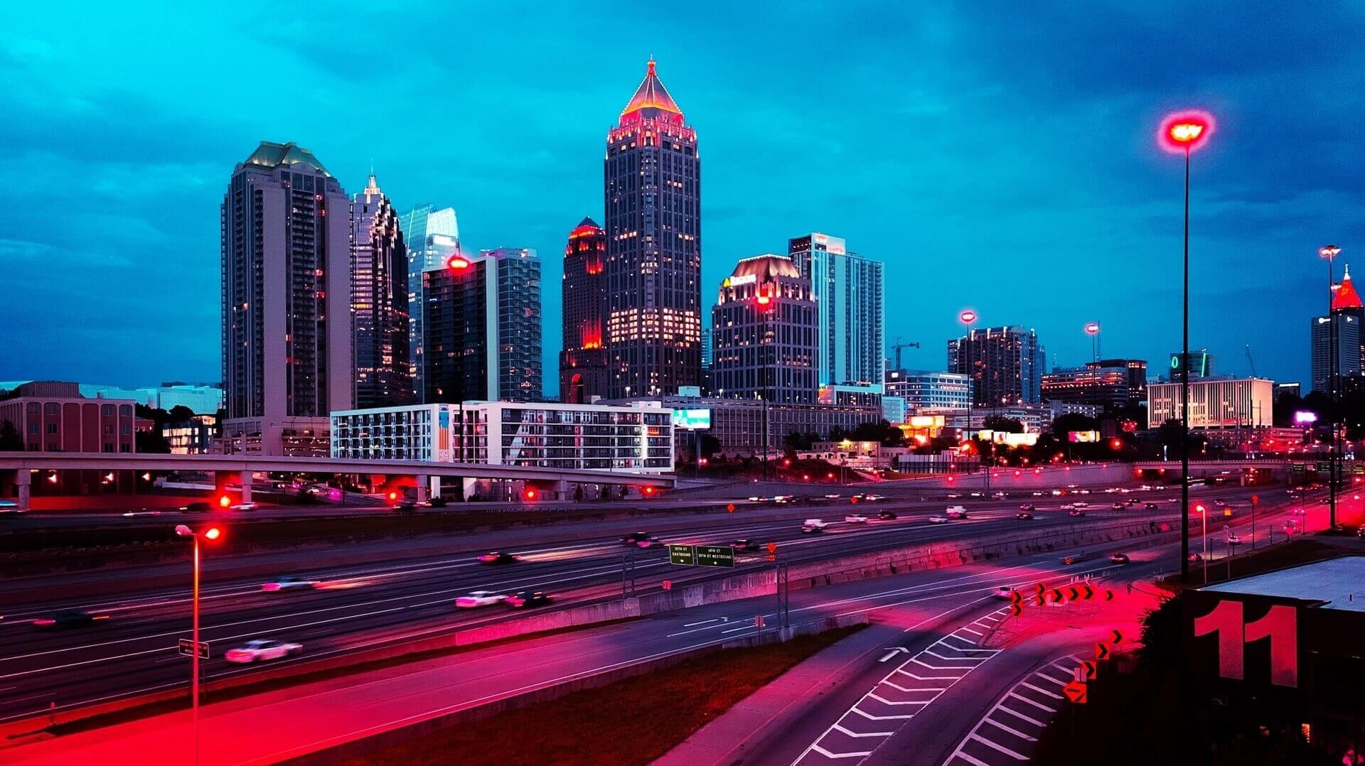 Atlanta midtown Interstate skyline | FlyCheapAlways